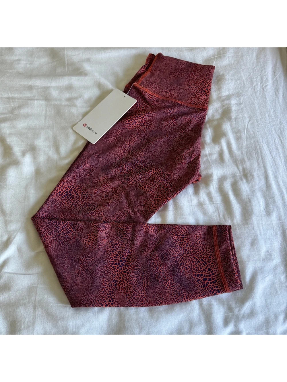 🆕 Lululemon Wunder Train HR Tight 25” Crackle Glaze Vintage Orange Larkspur